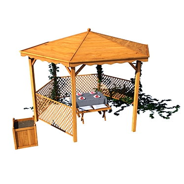 Versatile Pavilion with Customizable Wood Texture | Jardipolys 3D model image 1 