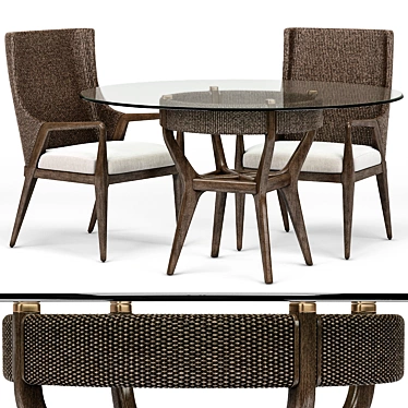 Formosa Round Dining Table and Arm Chair Set 3D model image 1 