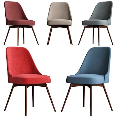 Mid-Century Velvet Office Chair 3D model image 1 
