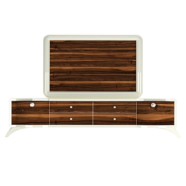 Elegant Oval Lacquer & Wood TV Unit 3D model image 1 