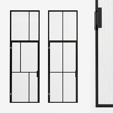 Sleek Glass Partition with Swing Door 3D model image 1 