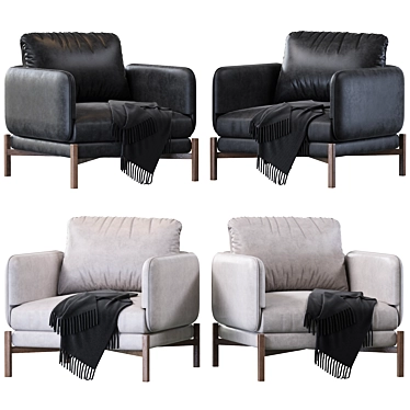 Elegant French JULES Armchair 3D model image 1 