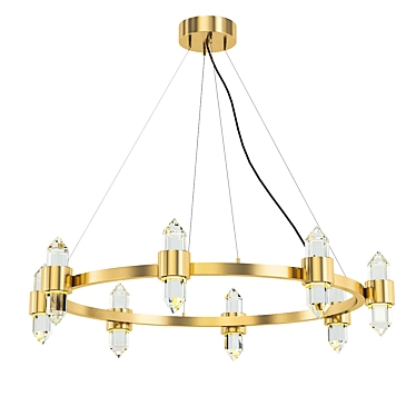 Elegant Brass Crystal Chandelier 3D model image 1 