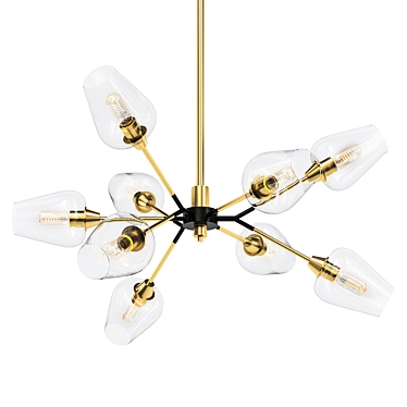 Antique Brass 9-Light Sputnik Pendant 3D model image 1 