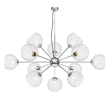 Elegant Glass & Chrome Chandelier 3D model image 1 