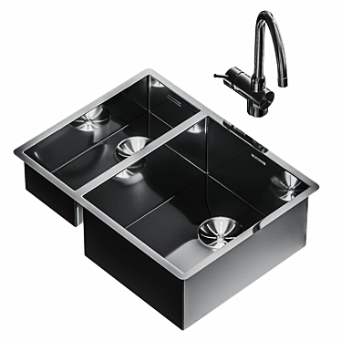 Contemporary Square Undermount Sink 3D model image 1 