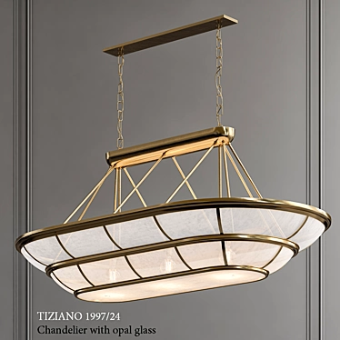 Tiziano Chandelier: Elegant Opal Glass Illumination 3D model image 1 