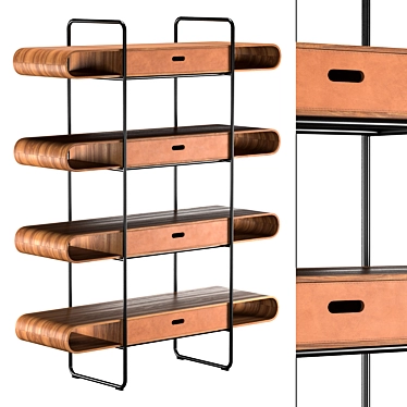 Modern Leather Bookshelf: Apelle 3D model image 1 