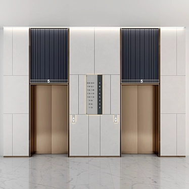 Sleek Elevator Lobby Design 3D model image 1 