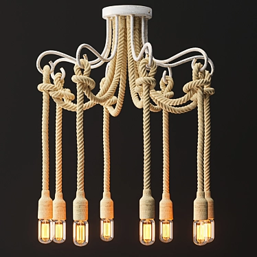 Vintage Loft Rope Chandelier 3D model image 1 