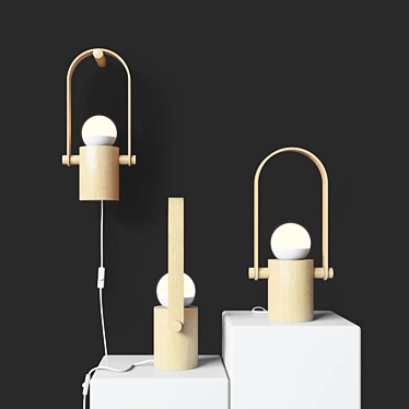 Sleek Wood Hermit Lamp 3D model image 1 