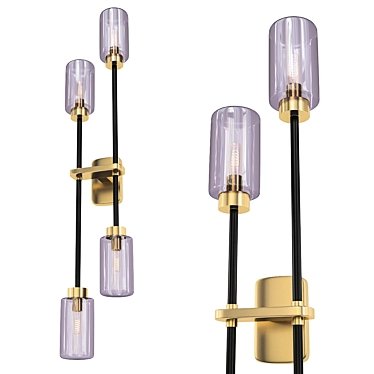 Sleek Gray Double Wall Light 3D model image 1 