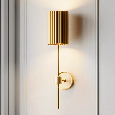 Elegant Fluted Gold Wall Sconce 3D model image 1 