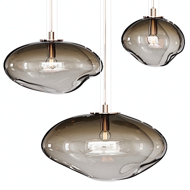 Iridescent Amorphous Pendant Chandelier 3D model image 1 