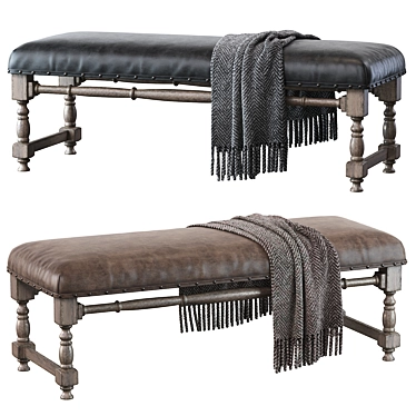Chic Farmhouse Upholstered Bench 3D model image 1 