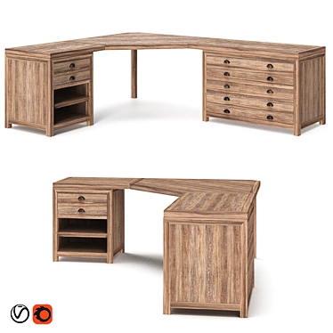 Resto Hardware Printmaker Modular Desk 3D model image 1 