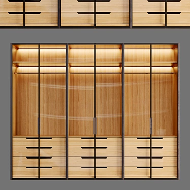 Modular Wardrobe with Lighting | H-2800 x L-3450 3D model image 1 