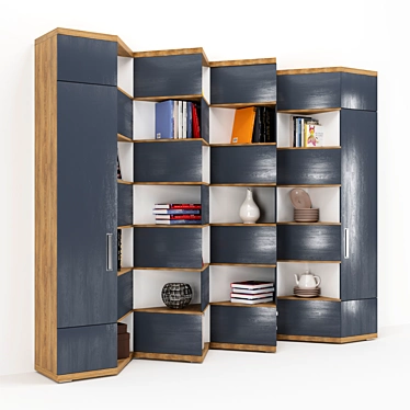 Custom Corner Bookcase | 3400x500x2695mm 3D model image 1 