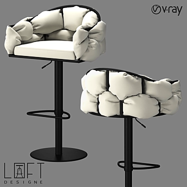 Modern Metal and Eco-Leather Bar Stool 3D model image 1 