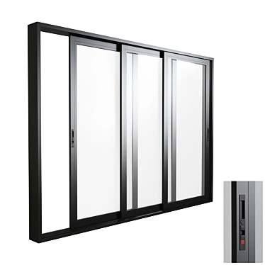 Aluminum Sliding Triple Door & Window - Modern and Spacious 3D model image 1 