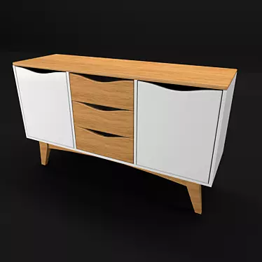 Elegant Wood & Glass Console 3D model image 1 