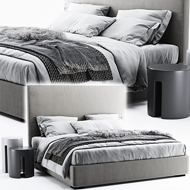 Scandinavian Meridiani Bardo Bed 3D model image 1 