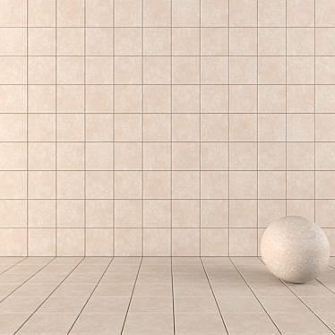 Nord Beige Concrete Wall Tiles Set 3D model image 1 