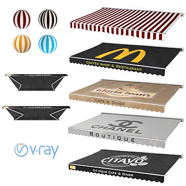 Versatile Awning Kit: 8 Textures 3D model image 1 