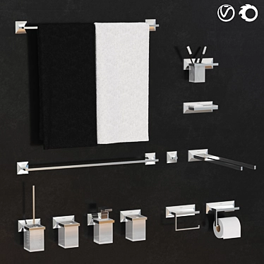 Allure Brilliant Collection: Stylish Bathroom Set 3D model image 1 