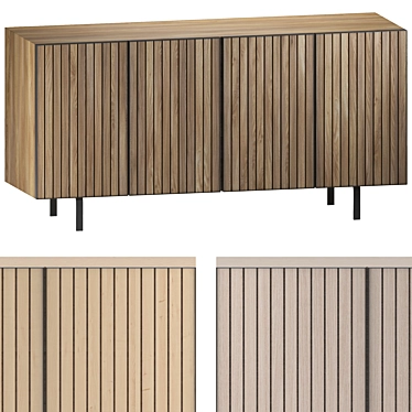 Sombre Steel White Oak Veneer Credenza 3D model image 1 