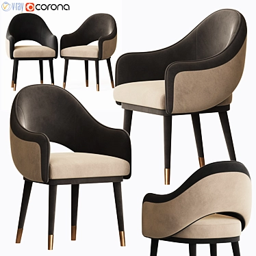 Elegant Black & White Armchair 3D model image 1 