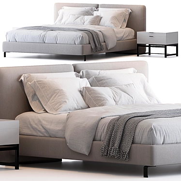 Minimalistic Tatlin Bed by Minotti 3D model image 1 