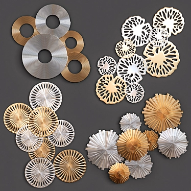 Geometric Metal Wall Decor Set 3D model image 1 