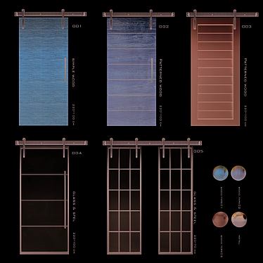  Versatile Sliding Doors: 5 Types, Multiple Materials 3D model image 1 