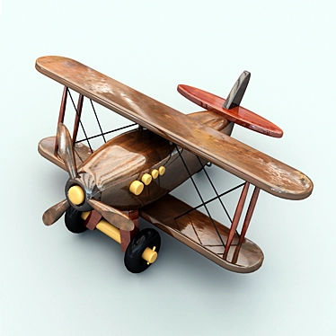 Mini Wooden Toy Airplane 3D model image 1 