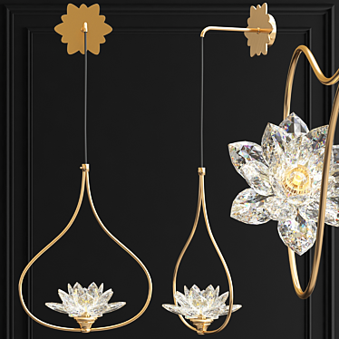 Title: Crystal Lotus Flower Sconce 3D model image 1 