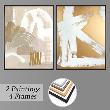 Artistic Set: 2 Paintings + 4 Frame Options 3D model image 1 