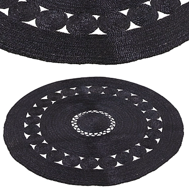 Elegant Jute Rug: HM Home Black Openwork 3D model image 1 