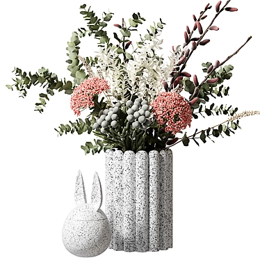 Eucalyptus Bouquet in White Vase 3D model image 1 