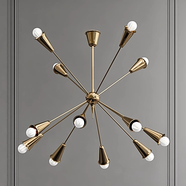 Sputnik_2 Chandelier: 1950s Brass Pendant 3D model image 1 