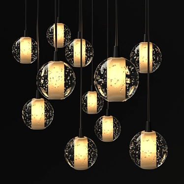 Eleven Glass Ball Suspension Chandelier 3D model image 1 
