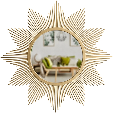 Radiant Gold Sunburst Mirror 3D model image 1 