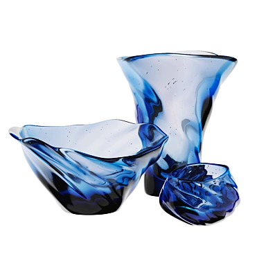 Elegant Murano Glass Vase Set 3D model image 1 