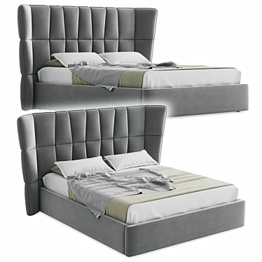 Modern Gray Bed with UV Mapping 3D model image 1 