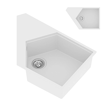 Sleek Asymmetric River White Sink 3D model image 1 