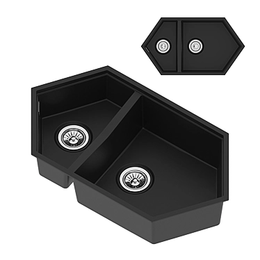 Creek Graphite KitKraken: Spacious Kitchen Sink 3D model image 1 