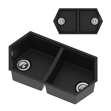Dual Bowl Gulf Graphite Sink 3D model image 1 