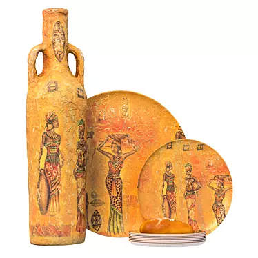 Handcrafted Decoupage Bottle: Unique Decorative Art 3D model image 1 