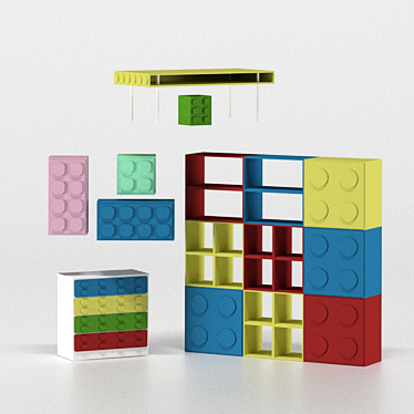 Lego-inspired Nursery Furniture 3D model image 1 