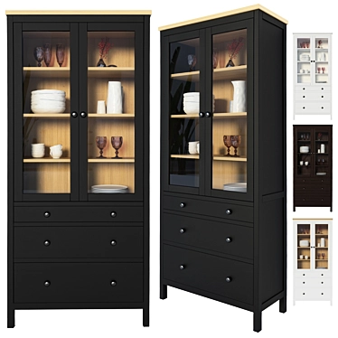 Sleek Storage Solution: Hemnes Glass-door Cabinet 3D model image 1 